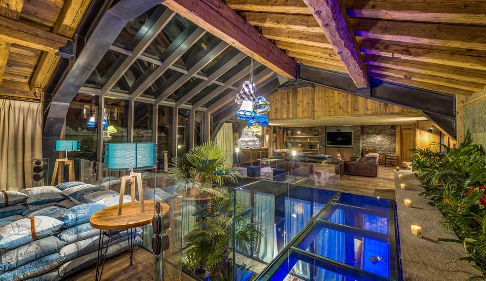The atrium in Chalet Husky, one of skiBoutiques most luxurious and complete chalets